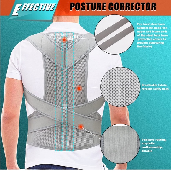 Support Belt for Back Posture Correctors, Pain Relief, Improve Posture, XL Gray. - Picture 3 of 6